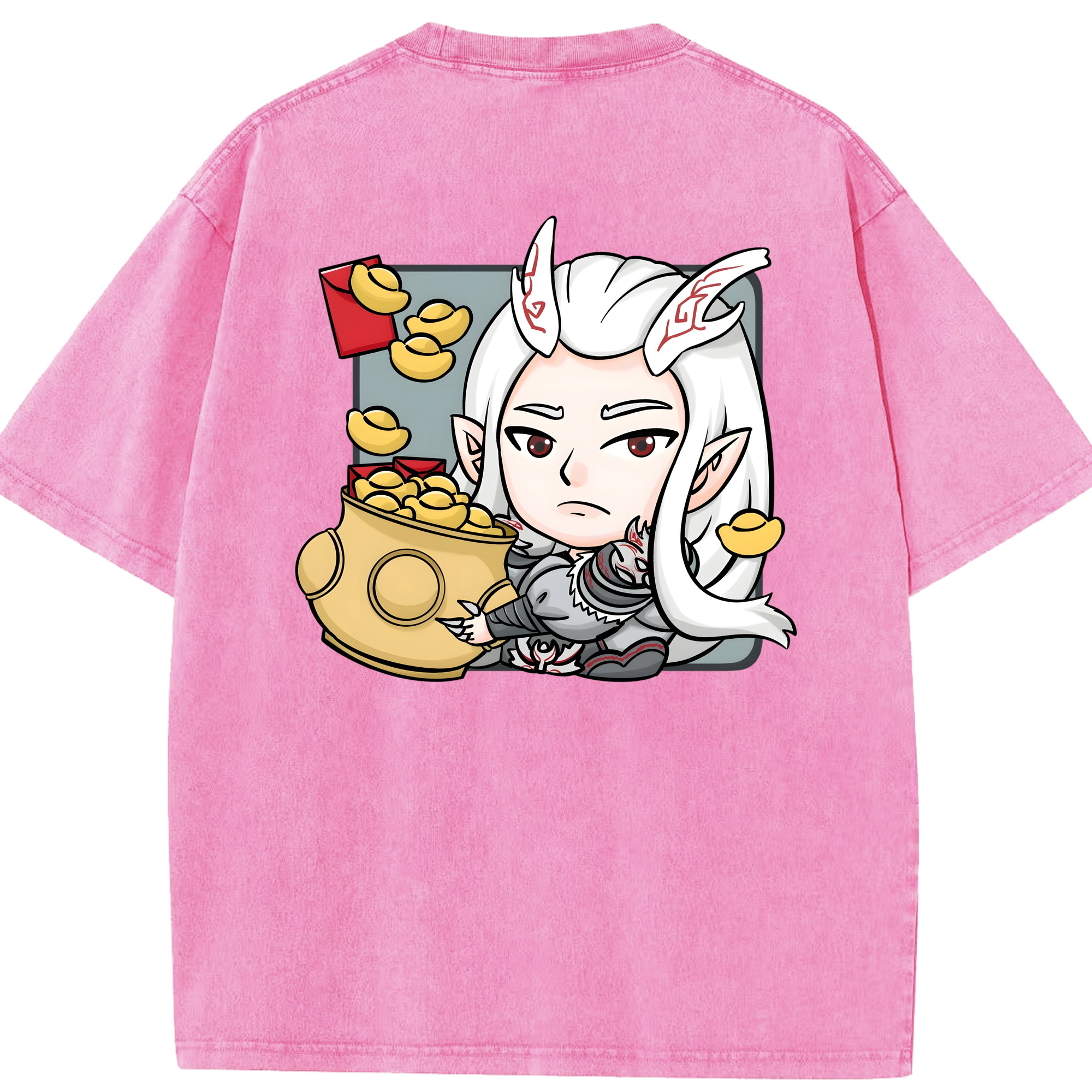 （画像用） Ne Zha 2 ナタ 魔童の大暴れ 綿100% ヴィンテージ風 半袖Tシャツ（背面プリント）